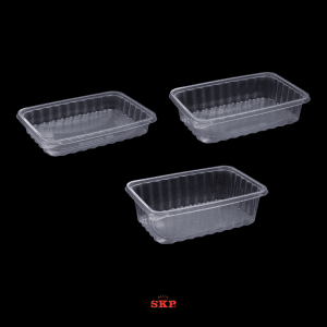 SKP Rectangular Disposable Plastic Food Container Set With Wave Pattern With Lid